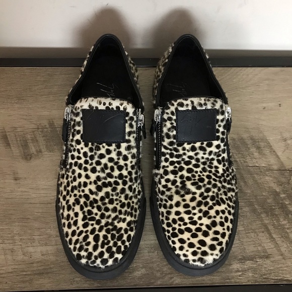GIUSEPPE ZANOTTI Faux CHEETAH Fur SNEAKERS Shoes - Picture 4 of 9